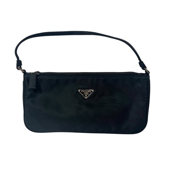Prada VINTAGE Black Nylon Tessuto Shoulder Bag Mini Zip Pouch - Picture 3 of 15